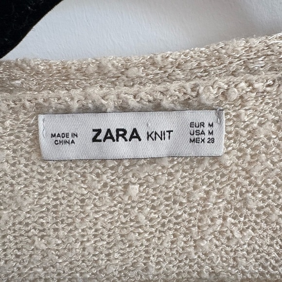 Zara Knit Beige Button-Up Women's Cardigan - Picture 3 of 3